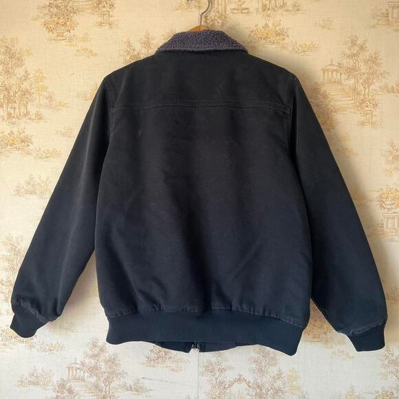 Women's Distressed Carhartt Wildwood Sherpa Lined Canvas Jacket | Black | Size L - Picture 6 of 8